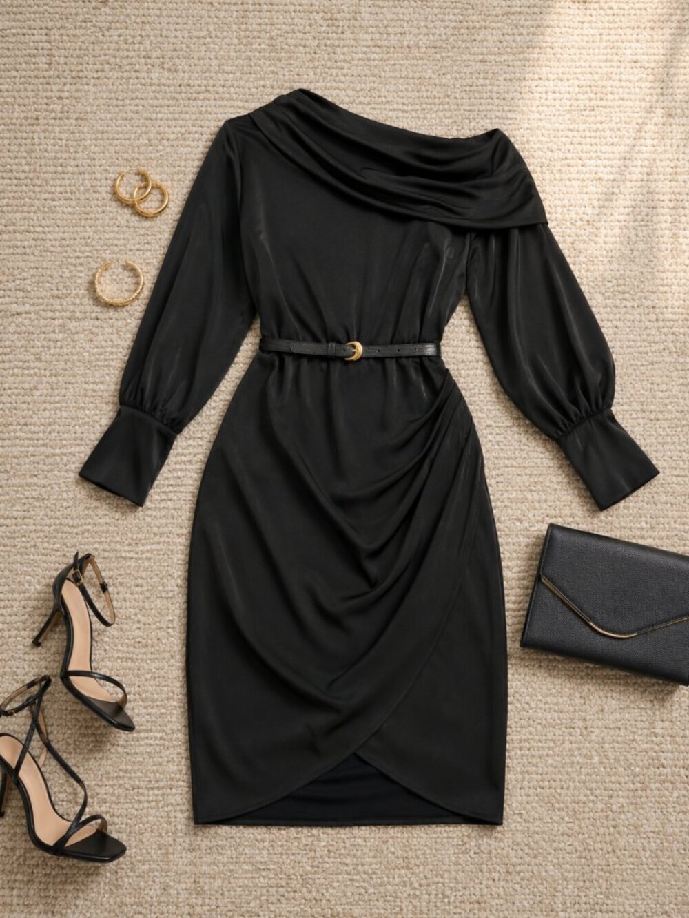 Donna Karan Plus Size One Shoulder Sheath Black Midi Dress NWT Office Career
